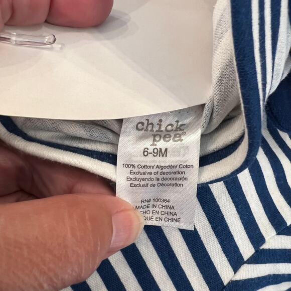 NWT Chick Pea Baby Boys Blue & White Footed Coverall and Hat, 2 Piece Set -6-9 M - Picture 9 of 9